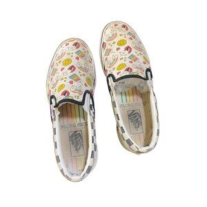Vans X Flour Shop Slip-On Shoes With Fun Print & Checkerboard Accents Womens Siz